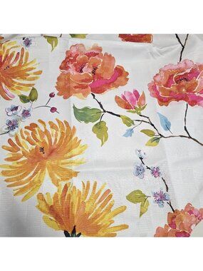 Microfiber Round Tablecloth Linen 70in Cassie Floral Yellow White Spill Proof